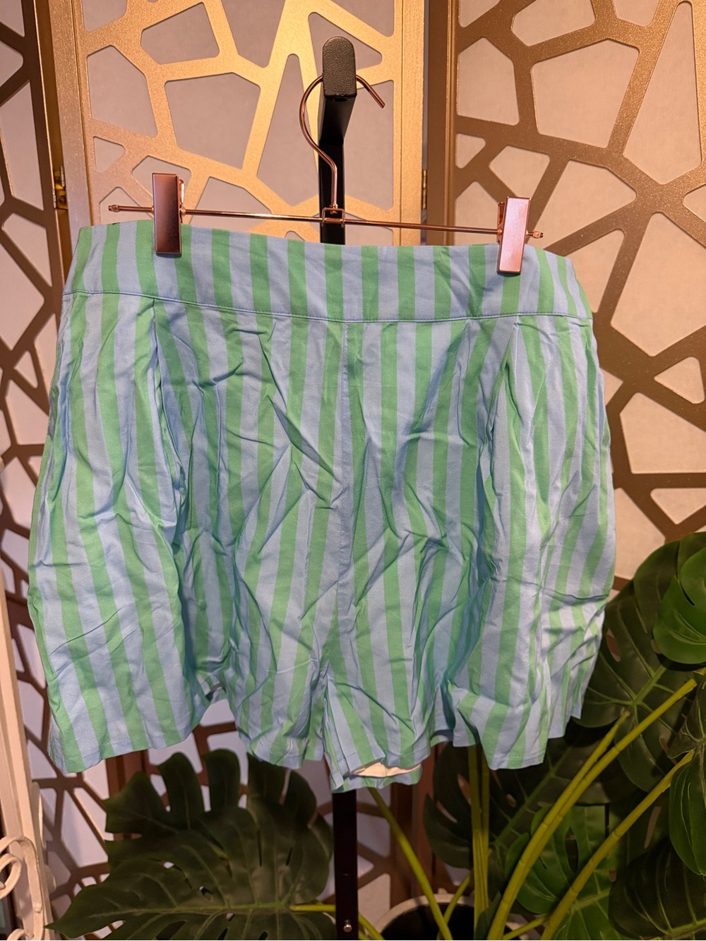 WeWoreWhat Mint Green and Light Blue Striped Skort